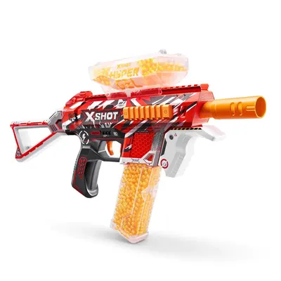 Blaster cu bile din gel si ochelari de protectie Zuru X Shot Hyper Gel Trace Fire