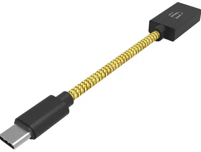 Cablu iFi Audio - USB/USB-C OTG, 12 cm, galben/negru