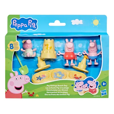 Set de joaca cu 2 figurine si accesorii, Peppa Pig, Pig Siblings Beach Day, G2833