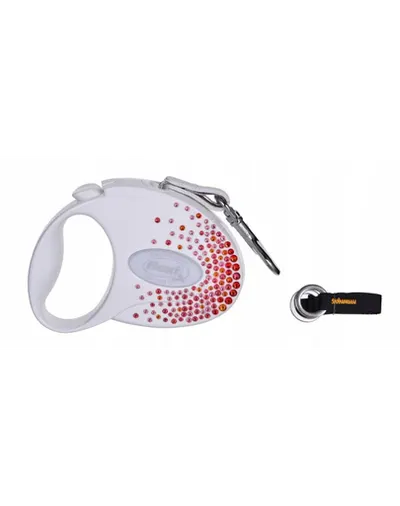 FLEXI Glam Splash Orient S Lesa banda pentru caini 3m alb decorat cu Swarovski