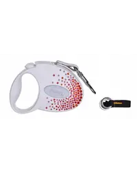 FLEXI Glam Splash Orient S Lesa banda pentru caini 3m alb decorat cu Swarovski