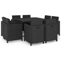 Gossi set mobilier de exterior cu perne, 9 piese, negru, poliratan