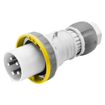 Stecher fisa industriala HP - IP66/IP67/IP68/IP69 - 3P+N+E 63A 100-130V 50/60HZ - YELLOW - 4H - MANTLE TERMINAL