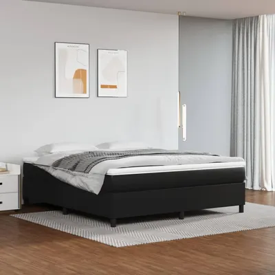 vidaXL Cadru de pat cu arcuri, negru, 180x200 cm, piele ecologică