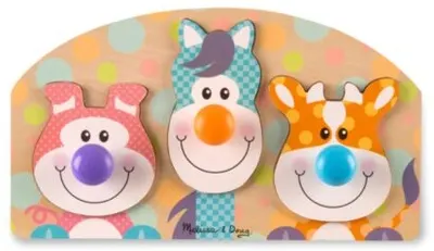 Puzzle din lemn cu manere Melissa and Doug - Ferma