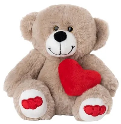 Jucărie de pluș Amek Toys - Ursuleț de pluș cu inimă, bej, 19 cm