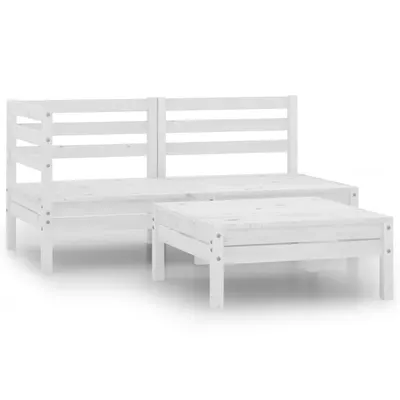 Gossi set mobilier de gradina, 3 piese, alb, lemn masiv de pin