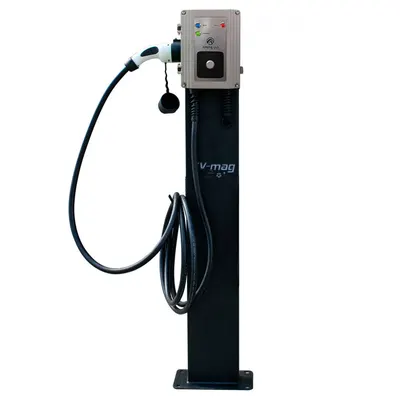 Statie fixa incarcare masini electrice EV-MAG GS107T2GCS-CP, 7 kW, Type 2, monofazat, comutator de putere, montaj pe stativ