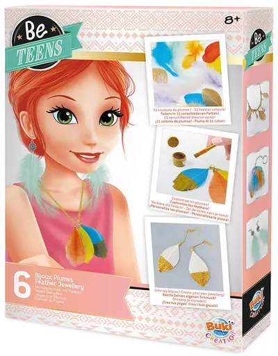 Set creativ Buki Be Teens - Fa-ti singur bijuterii din pene