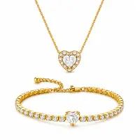 Set bijuterii Colier si Bratara White Heart Cu Aur