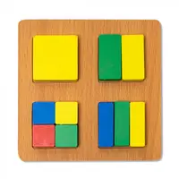Puzzle Mic 3D din Lemn cu Forme Geometrice Colorate Montessori