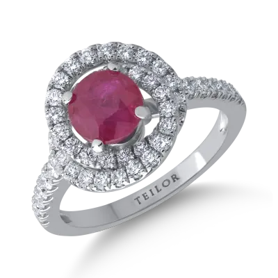 Inel din aur alb cu rubin de 1.63ct si diamante de 0.77ct