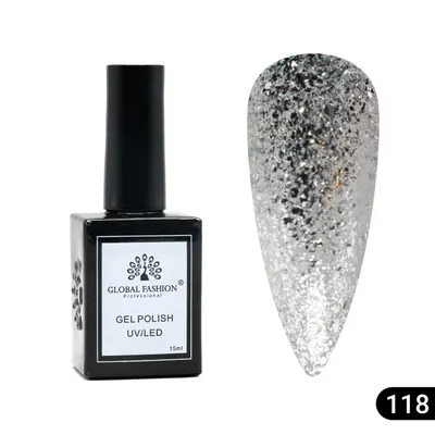 Oja semipermanentă Global Fashion, Gel polish Elite Glow 15 ml, 118 Engros