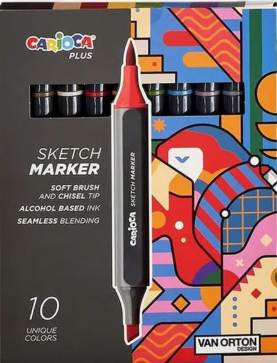 Set de markere de zgârieturi cu două capete Carioca Plus - Van Orton, 10 culori