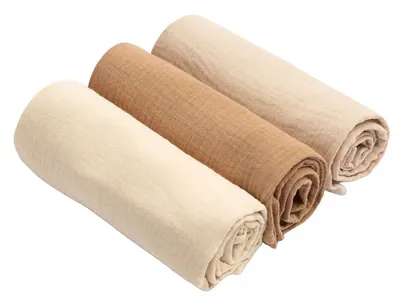 Scutece de muselina Sensillo - Uniform Brown, 60 x 80 cm, 3 buc