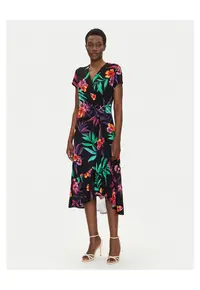 Rochie de zi - flori colorate - negru