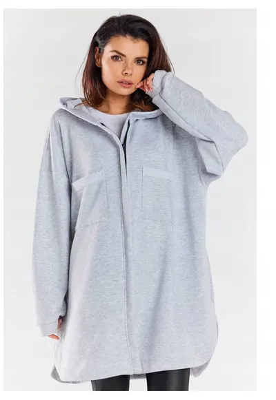 Hanorac de trening oversize cu fermoar - - Gri