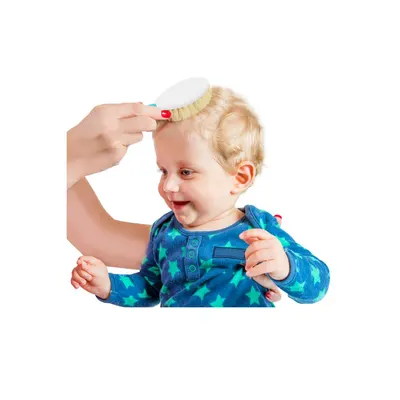 Set pieptan si perie din peri naturali BabyJem Blue