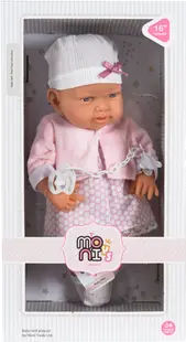 Păpuşă Moni Toys - Cu rochie roz si suzeta, 41 cm