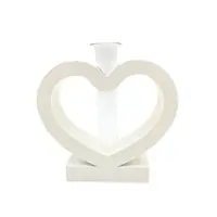 Suport/decorațiune în formă de inimioară, cu tub de sticlă, MDF, 15x12 cm