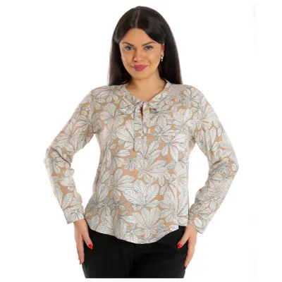 Bluza funda dama ERP23V219 cappuccino/alb frunze, Eranthe | marimea XL