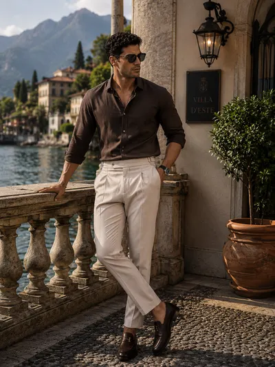 Pantaloni barbati casual, bej, PREMIUM, 13503