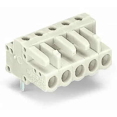 THT female header; 0.6 x 1.0 mm solder pin; angled; 100% protected against mismating; Pin spacing 5 mm; 20-pole; light gray