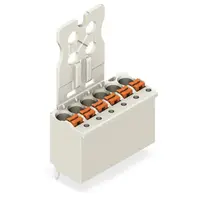 1-conductor THT female header; 1.0 mm Ø solder pin; straight; Gripping plate; 1.5 mm²; Pin spacing 3.5 mm; 6-pole; 1,50 mm²; light gray
