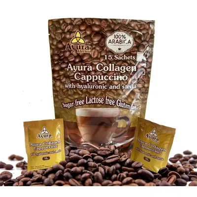 Cafea cu acid hialuronic si colagen, 15 plicuri, Ayura Herbal