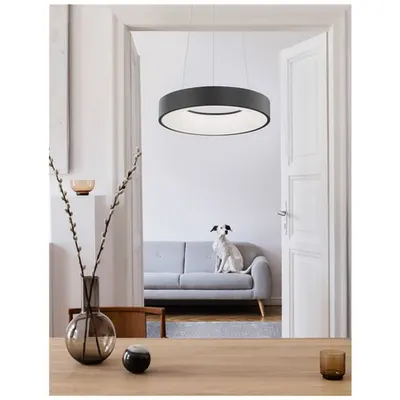 Lampa suspendata RANDO THIN Nisipiu Negru Aluminiu & Acrylic LED 30 Wat 230 Volt 1950Lm 3000K IP20