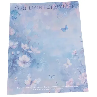 Foi de ambalat decorative model floral și text - bleu (set 10 buc) 38x50cm - Default Title