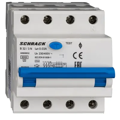 Intreruptor automat+dif. 3+N, AMPARO 6kA, B 32A, 30mA,tip A