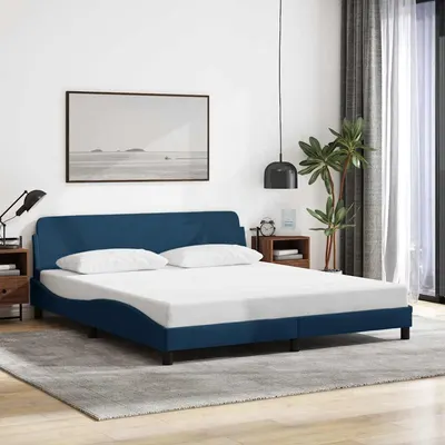 vidaXL Cadru de pat cu tăblie, Dover, albastru, 180x200cm, textil
