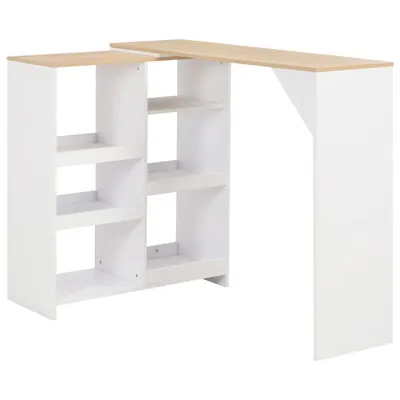 Gossi masa de bar cu raft mobil, alb, 138x39x110 cm