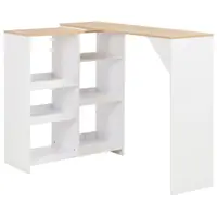Gossi masa de bar cu raft mobil, alb, 138x39x110 cm