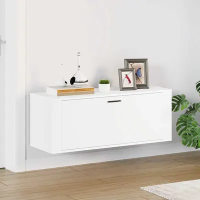 vidaXL Pantofar de perete, alb, 100x35x38 cm, lemn compozit