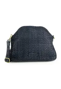 Geanta de dama messenger din piele naturala granat - 20x26x8cm - cu 2 buzunare interioare - curea detasabila max 128cm