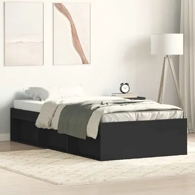 vidaXL Cadru de pat mic single, negru, 75x190 cm