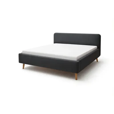 Pat matrimonial gri antracit tapițat cu spațiu de depozitare cu somieră 180x200 cm Mattis – Meise Möbel