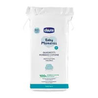 Dischete bumbac Chicco Baby Moments Baby Skin pentru igiena zilnica, 60buc, 0luni+