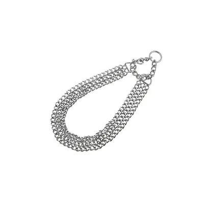 Zgarda strangulanta din lant triplu, metalica, 3 mm x 70 cm