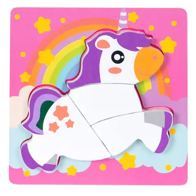 Puzzle din lemn, Unicorn, 4 piese