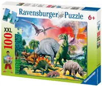 Puzzle Ravensburger din 100 XXL de piese - Cu dinozauri