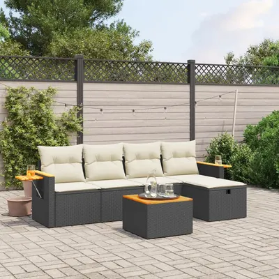 Gossi set mobilier de gradina cu perne, 6 piese, negru, poliratan