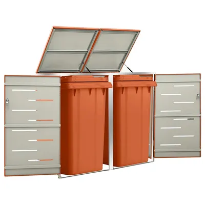 vidaXL Magazie pentru două pubele, 138x77,5x115 cm, oțel inoxidabil