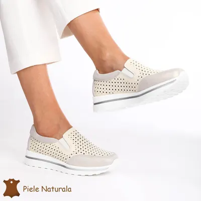 Pantofi Casual dama din Piele naturala CRL0860 BEJ
