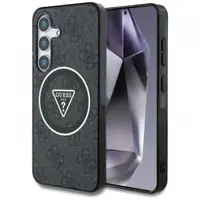 Husa MagSafe pentru Samsung Galaxy S25 S931, Guess, IML Glitter 4G Circle Triangle, Neagra