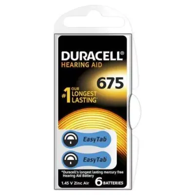 Baterii auditive 675 DURACELL Zinc-Air 1.45V ZA675 SET 6BUC