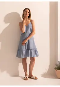 Rochie Dama Harley din Bumbac - Albastru deschis