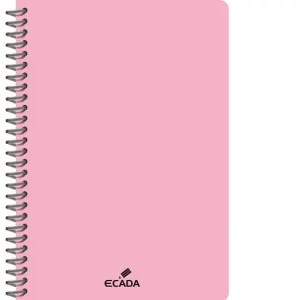 Caiet A4 80 file romana, spira, coperta plastic, ECADA, culoare roz